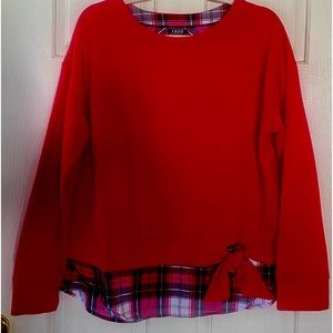 Woman’s cute Izod sweatshirt with plaid trim